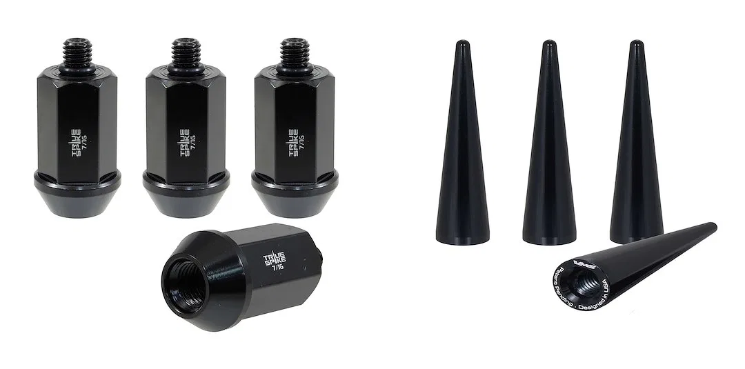 71620K17 – TRUE SPIKE Lug Nut, 7/16 Inch x 20 Thread Size 60 Degree Conical Acorn 1.53 Inch Overall Length Black Stee...